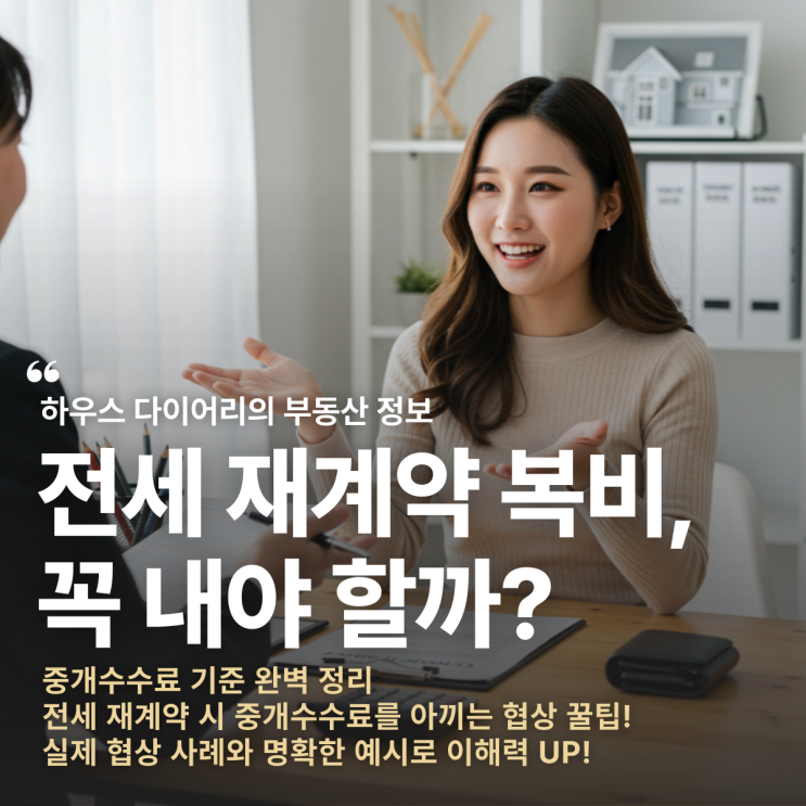  전세재계약복비, 꼭 내야 할까?(2025년 중개수수료 & 협상법 완벽 정리)