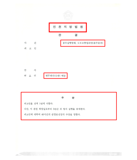 소방기본법위반,공무집행방해 해결사례 결론 집행유예