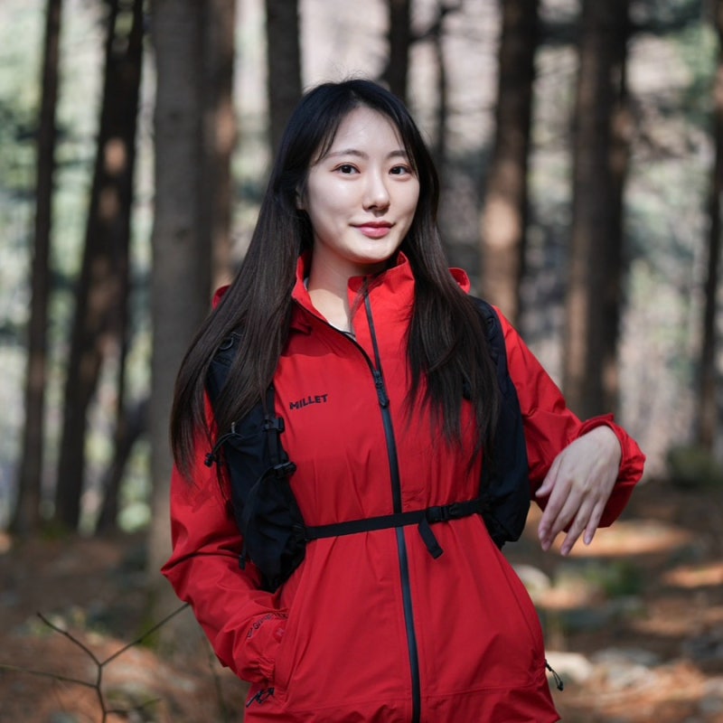 밀레 고어텍스 바람막이 여성 등산 자켓 고민시 등산복 레드 컬러