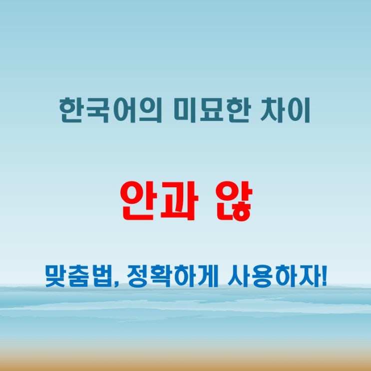  안 않 차이 문장 하나로 평가받는 현실