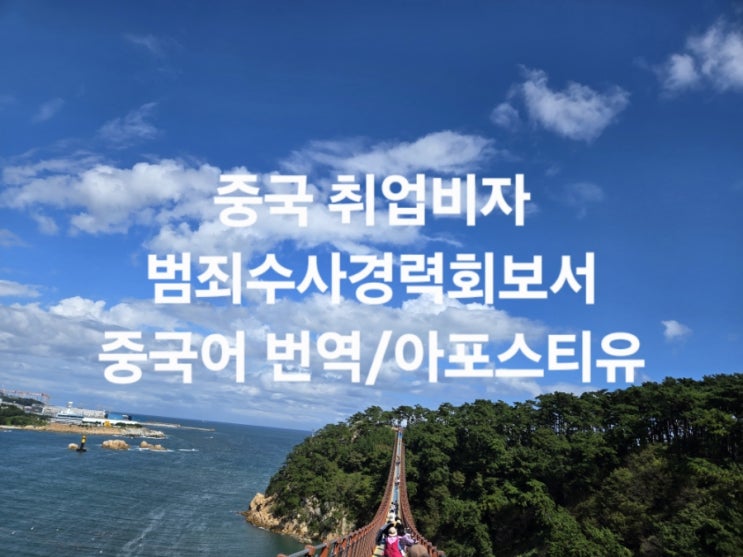  중국취업비자, 영주권 신청용 범죄수사경력회보서 아포스티유(서류 발급부터 전과정 대행)