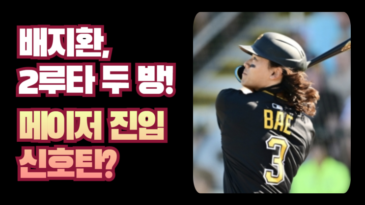 <b>배지환</b>, 양키스전 멀티 <b>2루타</b>! 개막 로스터 향한 강한 존재감