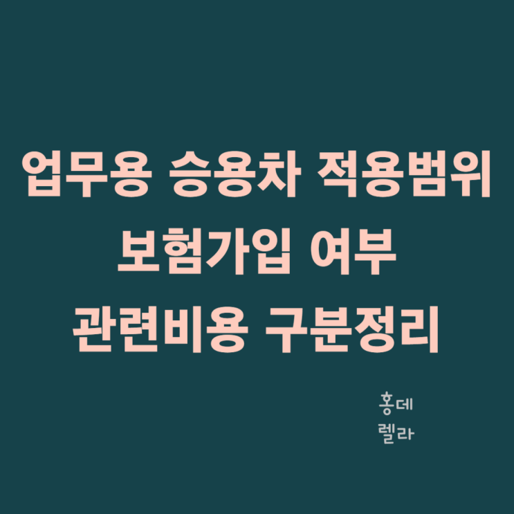 업무용 승용차 적용 대상 범위 보험 가입 여부 관련 비용 구분 정리