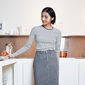 탑텐 봄 스커트 코디 롱 데님스커트, 티어드 스커트,나일론 스커트