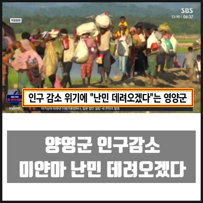 영양군 인구감소 위기 미얀마 난민 데려오겠다 영양군 인구감소 위기 미얀마 난민 데려오겠다