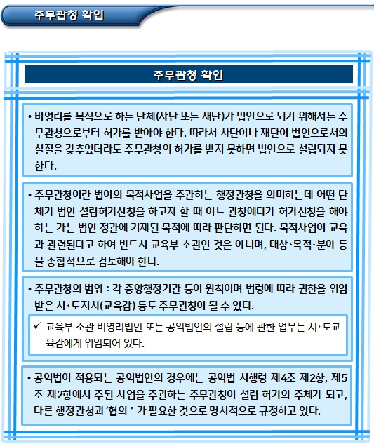 비영리(공익)법인 설립허가 전 확인사항 비영리(공익)법인 설립허가 전 확인사항