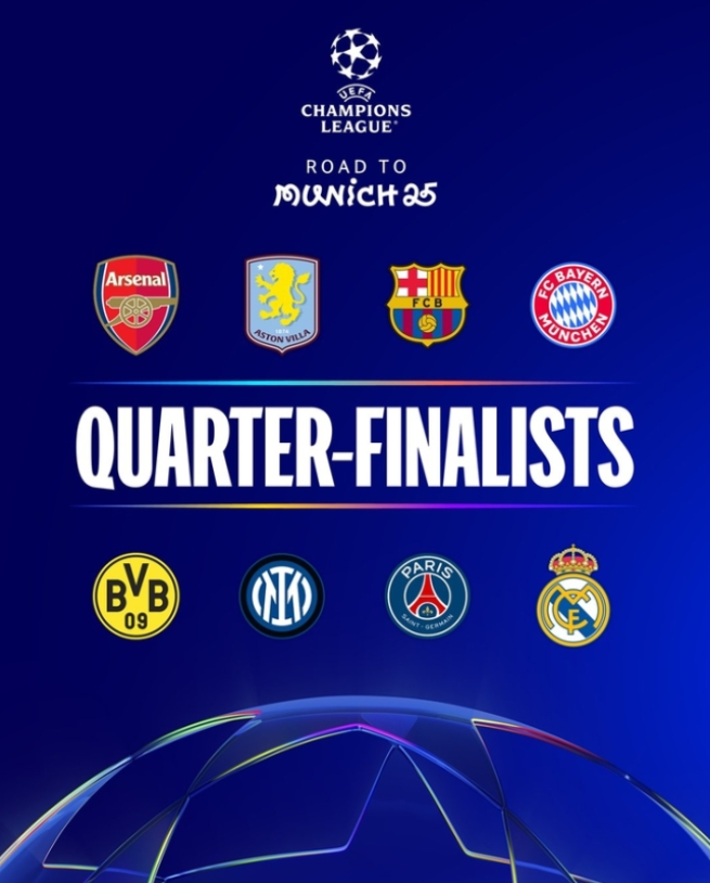 UEFA <b>챔피언스리그 8강</b>... 인테르 PSG <b>레알</b>마드리드 대진표 일정