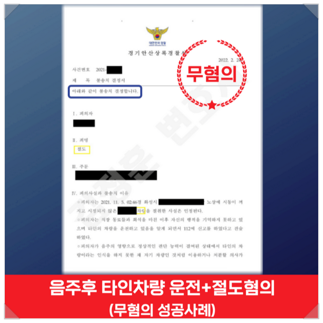  안산교통사고변호사 차량 절도 무혐의 성공사례