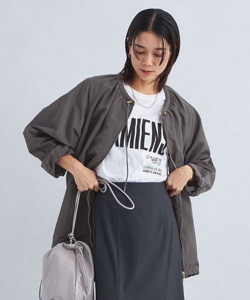  유나이티드 애로우즈 개더 노칼라 블루종