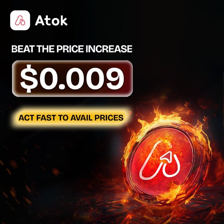   ATOK 토큰 가격이 $0.009로 급등!