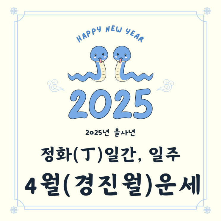  2025년 을사년 4월 경진월 정화일간 운세