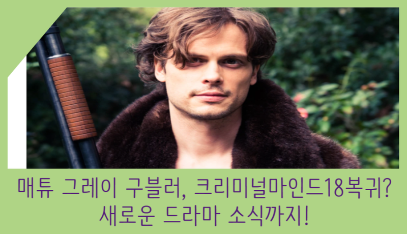매튜 그레이 구블러 크리미널마인드18복귀? 새로운 드라마 소식까지!