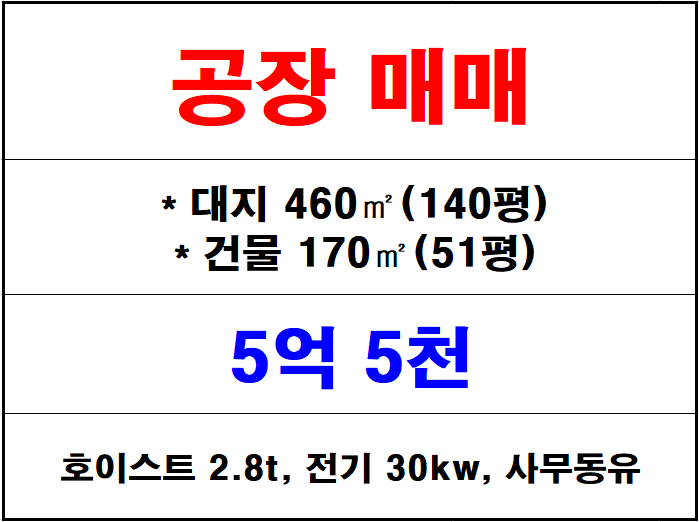  김해 장유 공장 매매, 부곡동 소형공장매매, 준공업지역 공장