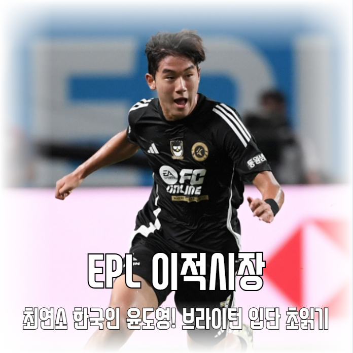 EPL <b>이적</b>시장, 최연소 한국인 <b>윤도영</b>! <b>브라이턴</b> 입단 초읽기