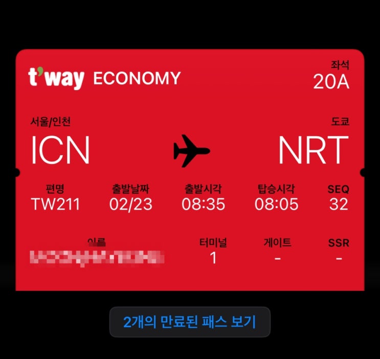  일본 도쿄 자유여행 티웨이항공 온라인 체크인 하는 방법