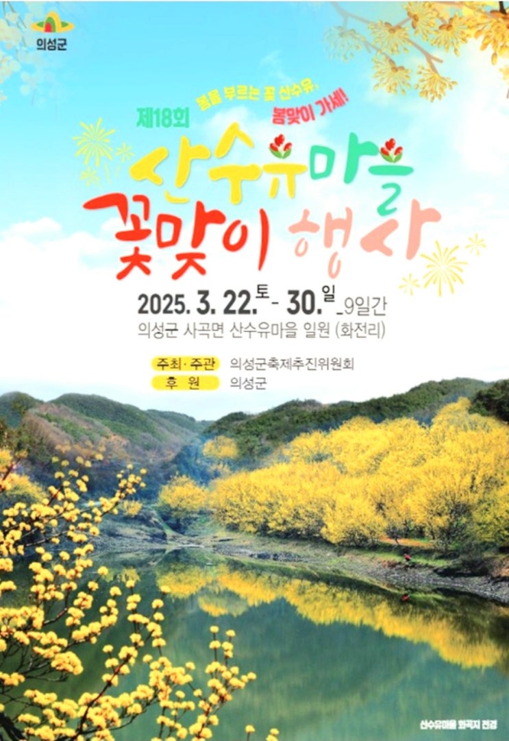  [2025년의성산수유축제]사수유마을꽃맞이행사 행사일정프로그램,볼거리,먹거리,체험프로그램,의성마늘먹거리