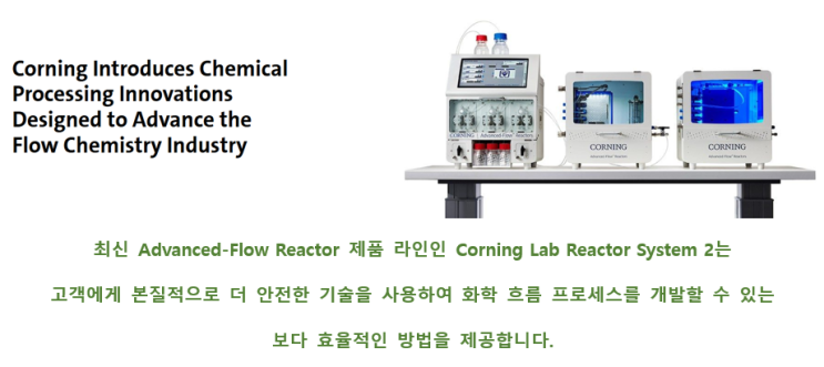 New Lab Reactor System 2:코닝은 유동 화학 산업을 발전시키도록 디자인된화학 공정 처리 혁신을 소개합니다.