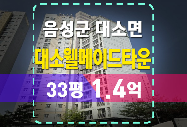  음성아파트경매 대소웰메이드타운 33평 물건분석