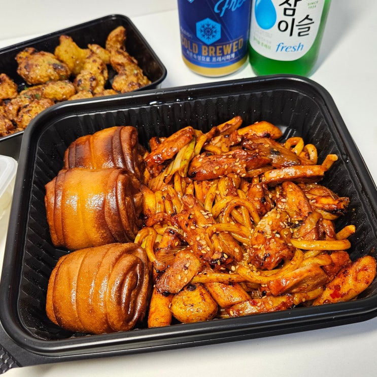  화락바베큐치킨 신메뉴 개편 신상 직화마라바베큐 닭똥집튀김 후기