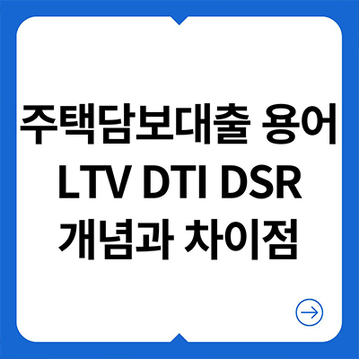  주택담보대출 용어 LTV DTI DSR 개념과 차이점