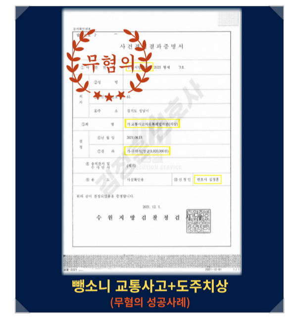 뺑소니 교통사고, 도주치상 무혐의 받아낸 분당교통사고변호사 사례