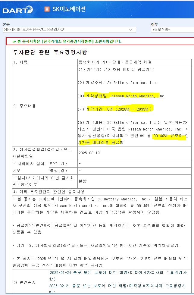  [시간외 특징주] SK이노베이션, 日 닛산 미국 공장에 전기차용 배터리 공급 소식에 강세