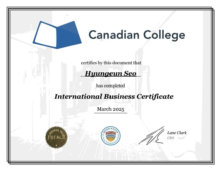  [정말로 마지막?] Canadian College에서 IBC Certificate를 받다.