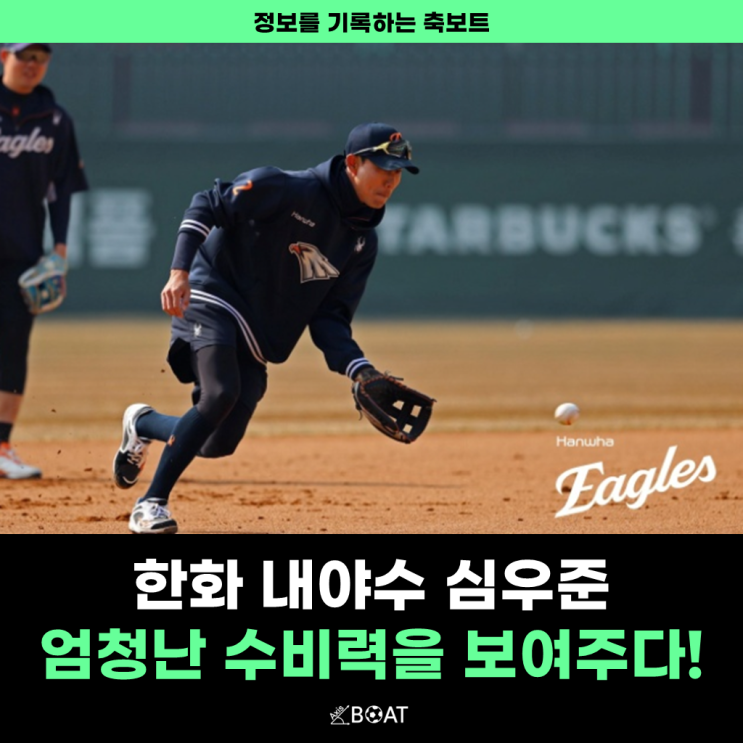  한화 이글스 내야수 심우준 수비력에 김경문 감독 감탄하다.
