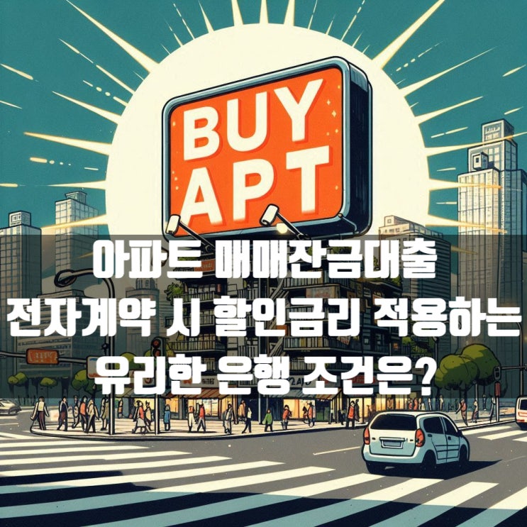  아파트 매매잔금대출 전자계약 시 할인금리 적용하는 유리한 은행 조건은?