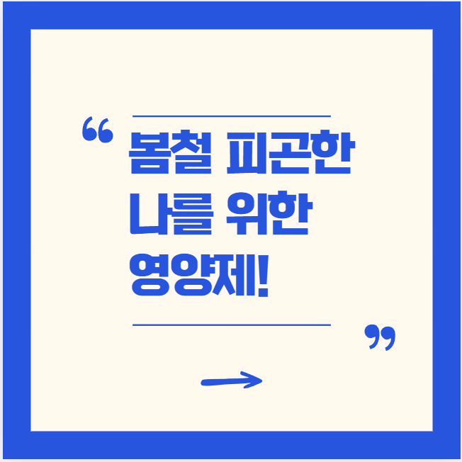  봄철 피곤한 나를 위한 영양제!