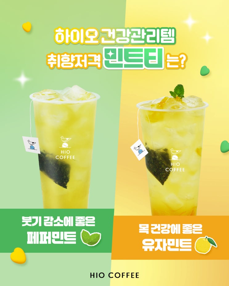  하이오커피 환절기 건강관리템 페퍼민트티vs유자민트티, 취향저격 민트티 승자는!?