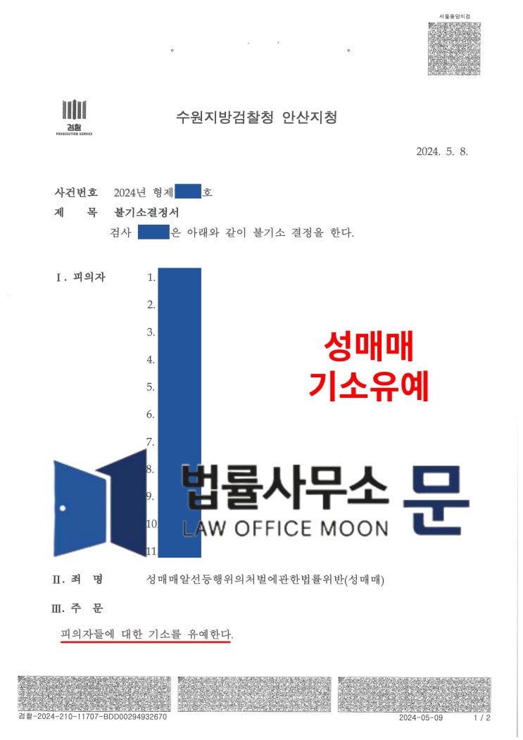  스웨디시마사지 성매매 사건 기소유예