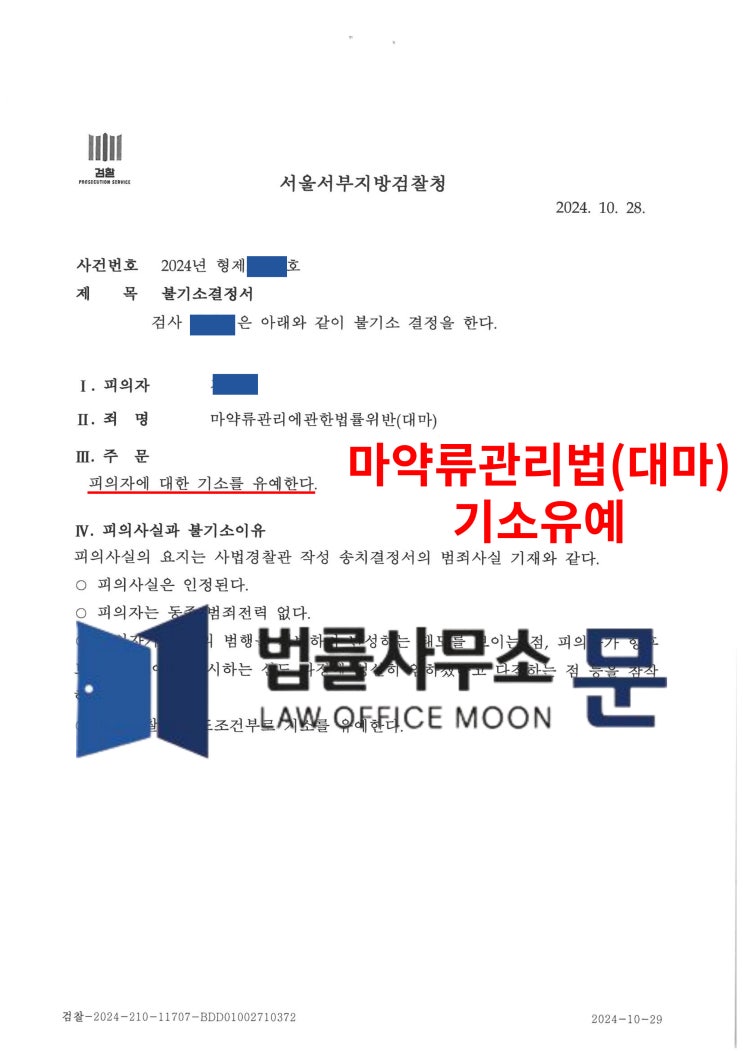  구입한 대마를 수차례 흡입한 사건 기소유예 성공