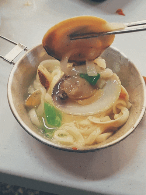  조개칼국수 레시피 in 캠핑장