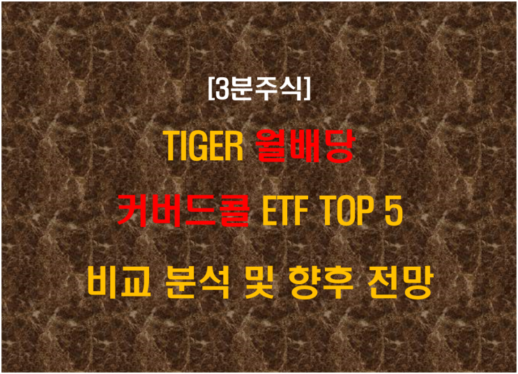  TIGER 월배당 커버드콜 ETF TOP 5 비교 분석 및 향후 전망