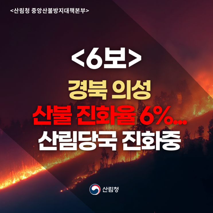 (6보) 경북 <b>의성 산불</b> 진화율 6%... 산림당국 진화에 총력