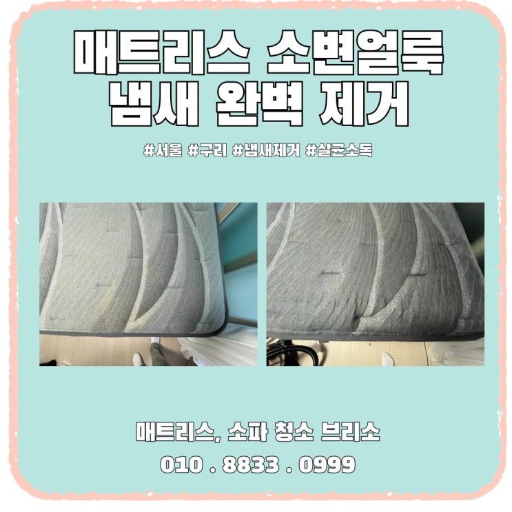  매트리스 소변얼룩 제거, 냄새까지 제대로!