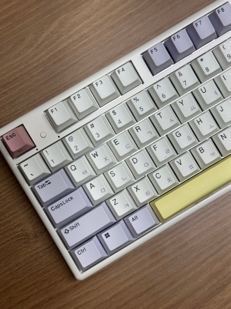 한성컴퓨터 GK898B 무접점 키보드 퍼플하트 35g 한무무 후기(엠스톤 저소음 밀키축 38g 비교 타....
