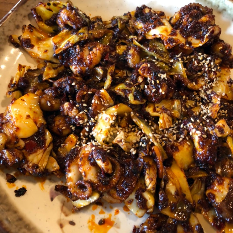  산천쭈꾸미 인천 도림동 맛집 불향 가득 쭈꾸미 피자 세트