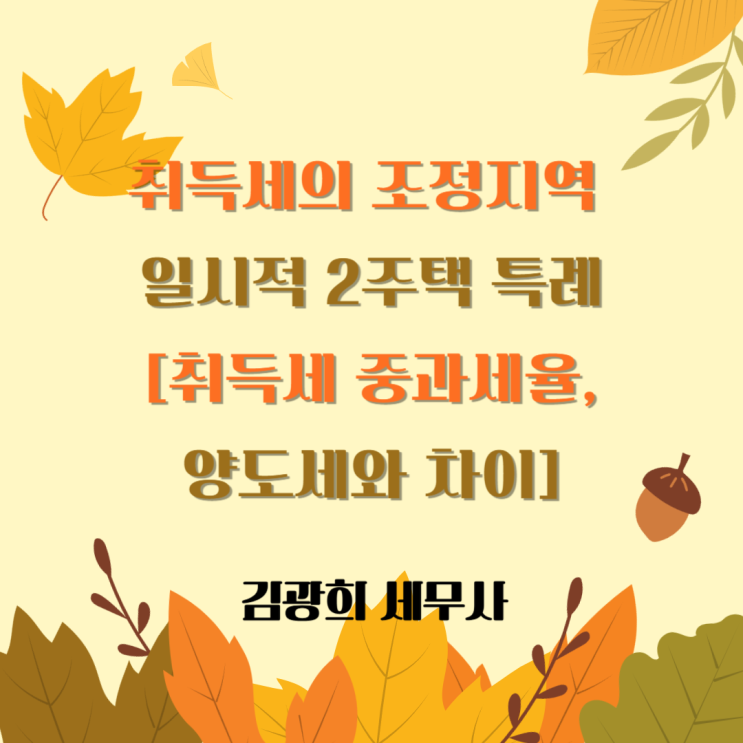  취득세의 조정지역 일시적 2주택 특례[취득세 중과세율,양도세와 차이]