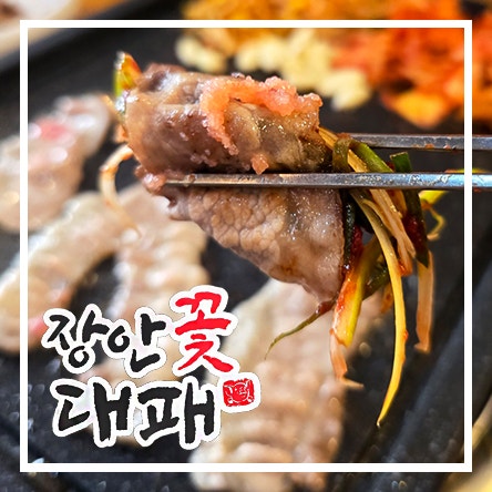  가성비 최고 장안동 고기집 회식 한돈 대패삼겹 관자 삼합 장안꽃대패