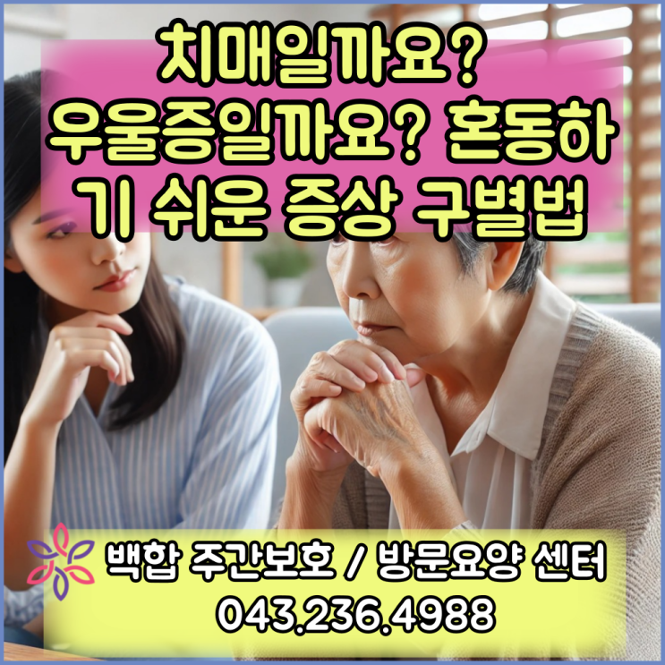  청주주간보호센터, 청주 요양 시설 노치원 : 치매일까요? 우울증일까요? 혼동하기 쉬운 증상 구별법