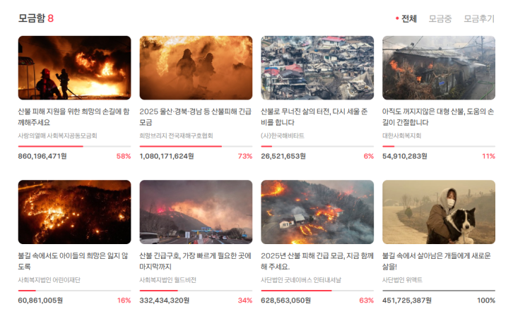  산불 피해 긴급 모금 댓글만 달아도 카카오가 천원 기부!