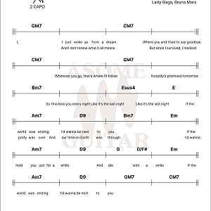 Lady Gaga, Bruno Mars - Die With A Smile 기타악보 강좌 가사