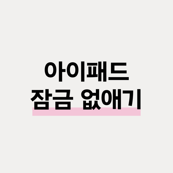 아이패드 잠금 없애기 설정 방법