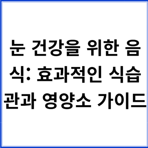 눈 건강을 위한 음식: 효과적인 식습관과 영양소 가이드 눈 건강을 위한 음식: 효과적인 식습관과 영양소 가이드