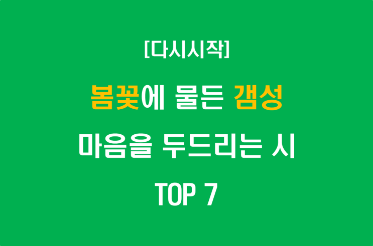  봄꽃에 물든 갬성, 마음을 두드리는 시 TOP 7