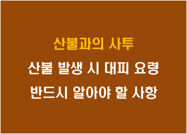  산불 발생 시 대피 요령 및 반드시 알아야 할 사항