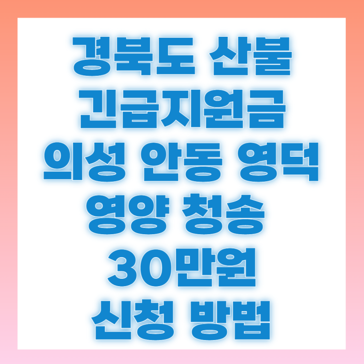 <b>경북</b>도 긴급재난금 <b>산불 피해</b> 30만원 지원 신청방법