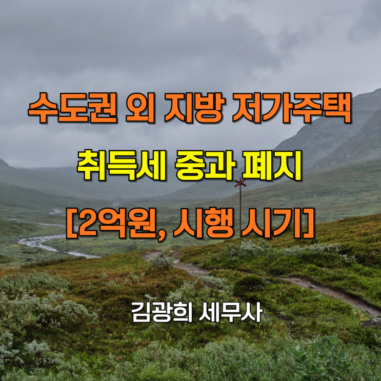  수도권 외 지방 저가주택 다주택자 취득세 중과 폐지[2억원, 시행 시기]